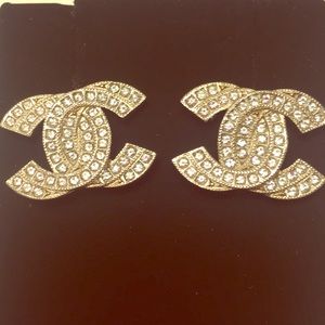Chanel double-C crystal stud earrings